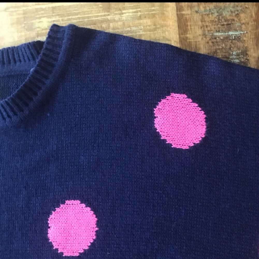 NWT York & Hudson Blue w Pink Dots Sweater Sz: 2XL